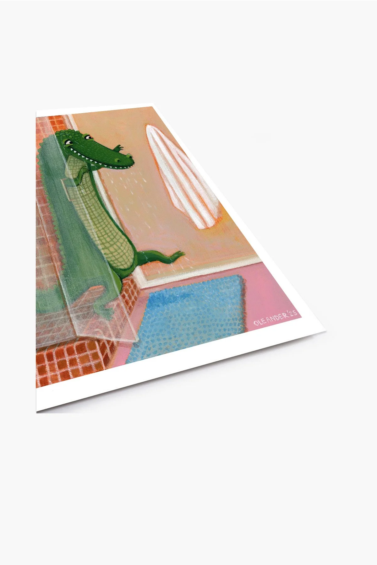 Crocodile Shower print by Amanda Oleander. — AMANDA OLEANDER